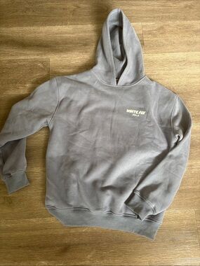 White Fox Boutique Taupe Crewneck Hoodie with Small Chest Logo